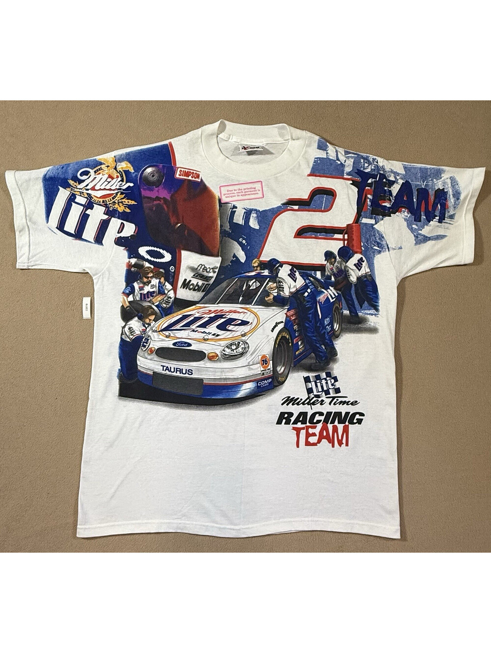 Chase Authentics Rusty Wallace Miller Lite NASCAR Graphic T-Shirt White XL USA